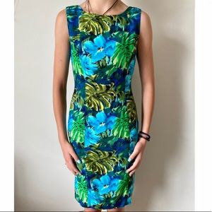 jungle pattern midi dress